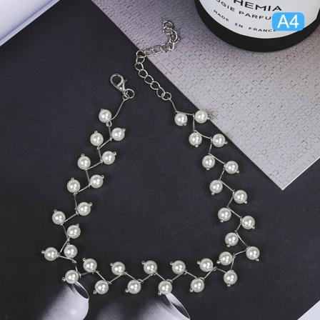 Personlighet Enkel Krystall Kort kragebenskjede Pearl Beaded Fa A4