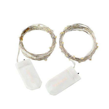 2 stk. Batteridrevne lyskæder (inkluderet) 12 stk. Vandtætte 2m kobbertråd med 20 LED'er