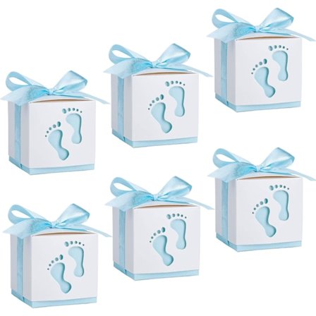 Papperspresentaskar Candy Chokladgåvor Festfavoriter för Babyshower Födelsedag Dop Barn Nyfödd Fest Bröllop, 50 st Godispåsar