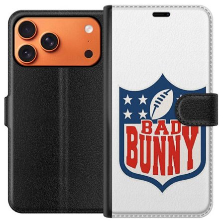 Kompatibel Tegnebogsetui til Apple Apple iPhone 17 Pro Max Bad Bunny rød grafisk plakat med portræt og typografi i latinamerikansk popdesign