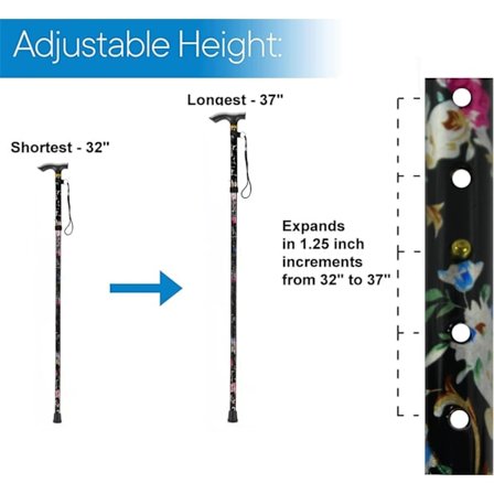 Kvinner Stokk Sammenleggbar Stokk Justerbar Stokk Sammenleggbar Lettvekt Fleksibel Stokk Komfortabelt Grep Holdbar Mobilitetshjelp