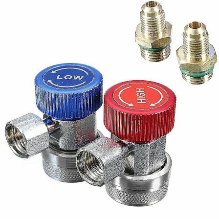 2x R134a Hurtigkoblingsadapter Kobling Auto A/c Manifold Gauge Lav/høj Hvac