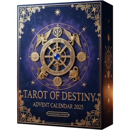 Tarot Julekalender 2025 med 2D Vedhæng | 24 "Tarot of Destiny" Motiver som en Esoterisk Nedtælling & Trædekoration | Gave til Tarotelskere