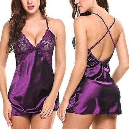 Mote Kvinner Sexy Undertøy Sateng Chemise Silke Slip Nattøy Blonde Morgenkåpe Kjole Nattøy