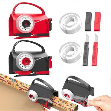 2 stk. Gavepapirskærer med tapedispenser Nemme, lige snit til julegaver, ideel til indpakning, håndværk og pakning