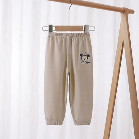 Mickey Print Elastisk Midja Träningsbyxor För Barn Light Brown 3-4years
