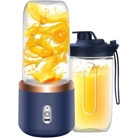 Bærbar 400ml Oppladbar Smoothie Maker med 6 Blader for Shakes, Juice og Babymat, Inkluderer Reisekopp, Ekstra Kopp og Lokk, Høy-