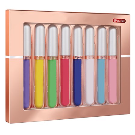 8 Farver Vandtæt Langtidsholdbar Hurtigtørrende Flydende Eyeliner Sæt Øjenmakeup Kit