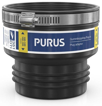 Purus 3106989 Toleranssiliitin Plug-in, musta 100-120/100-105 mm, Sisätilaviemäri