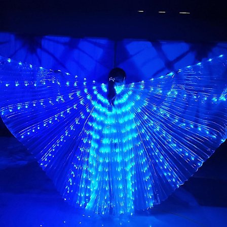 Adjustable Stick 57" Long Led Isis Wings Belly Dance Cloth Performance Costumes Adult With Stick Multicolor