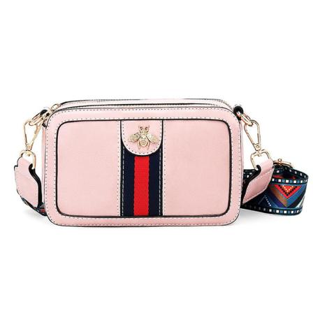 Crossbody-väska för kvinnor Pu-läder axelhandväska Kamera Clucth pink