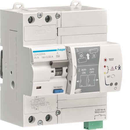 Hager CDA225RA Jordfeilbryter 2-polet, 25 A, Stikkontakter & kabler