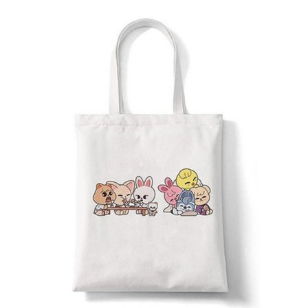 Store Black Friday Tilbud! Stray Kids Skzoo Trykt Lærredstaske Skuldertaske Studenter Mode Shopping Håndtaske