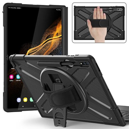 Samsung Galaxy Tab S10 Ultra / S9 Ultra / S8 Ultra Rotationsgrepp TPU + PC Tablet Fodral