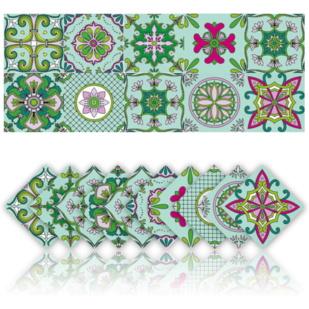 20 Styk Køkken Flise Klistermærker Selvklæbende Vægfliser Badeværelse Klistermærker Vægdekoration Klistermærker PVC Vandtæt Mosaik Retro Stil (10x10cm