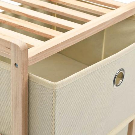 Vidaxl Förvaringshylla Med 3 Tygkorgar Cedarträ Beige Beige