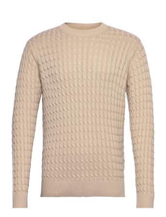 Onsmason Reg 5 Cable Crew Knit Beige ONLY & SONS