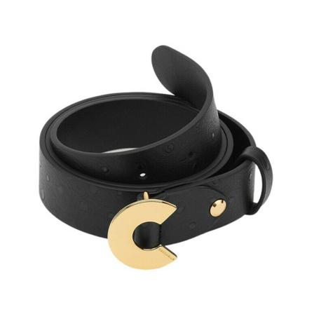 Coccinelle Logo C Ostrich Riem , Zwart , Dames , Maat: M Riemen