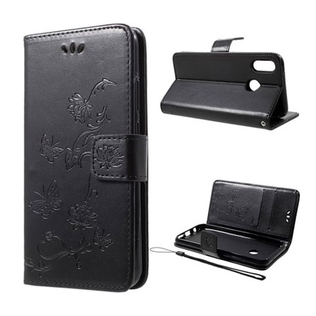 Butterfly läder Huawei P20 Lite fodral - Svart
