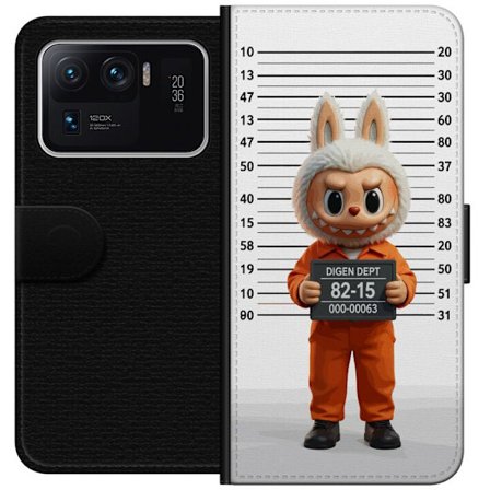 Kompatibelt Lommeboketui til Xiaomi Xiaomi Mi 11 Ultra Søt tegnet kaninfigur i fengselsklær med fangenummer mot bakgrunn med lengdemåling