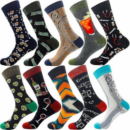 10 Par Happy Socks Stribede Mænds Strømper Kvinders Strømper Tide Farverige Gade Personlighed I Rør Strømper