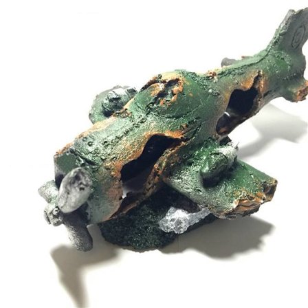 Simulert flyvrak i harpiks - Akvariedekorasjon for fisk, reptiler, amfibier og små dyr A