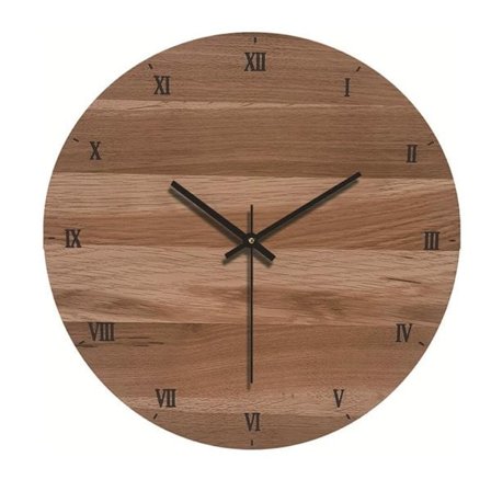 Analog veggklokke med romertall 30cm - Tre / Svart