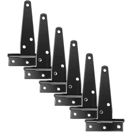 4 tum förzinkade T-gångjärn med gångjärn tunga dörrgångjärn (svart) 6 stycken (t-0-g)