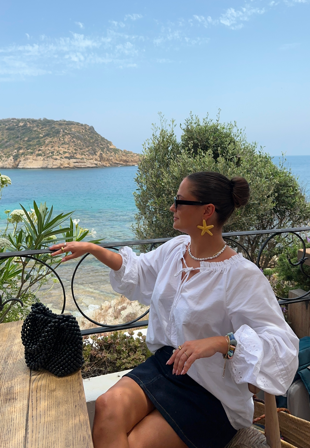 BUBBLEROOM-Broderie Anglaise Tie Blouse-M