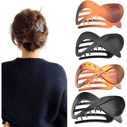 4 stk. Hårklemmer i Mat Fransk Stil, Store Akryl Hårklemmer, Skridsikre Hårklemmer, Tykt Hår, Flade Hårklemmer, Grib Hårklemmer, Banan Barrette