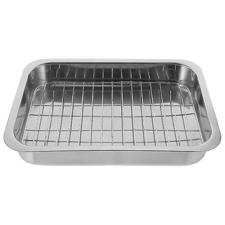 1 Sæt Rustfrit Stål Bagebakke Med Stativ Praktisk Ovnudstyr Bagebakke Bagefad Sølv 39X28X6cm Silver 39X28X6cm