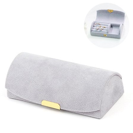 Høj kvalitet buet smykkeæske, rejse bærbar smykke opbevaringspose, armbånd øreringe smykke opbevaringsboks-mørkeblå