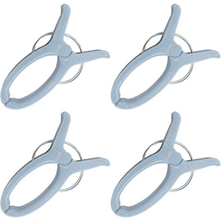4 stk. Store HQ Blå Strandhåndklæde Klemmer – Sikre Solstol Rejseklips til Indendørs og Udendørs Brug - Jumbo Klips til Stranden