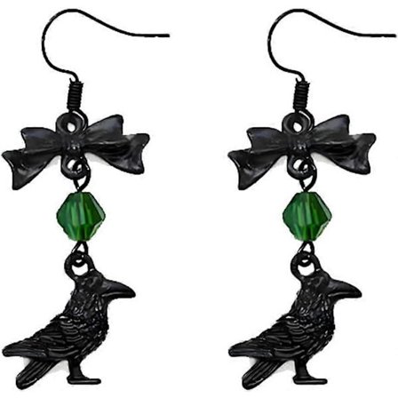 Gotiske Krage Øreringe til Kvinder Punk Rock Sort Krage Ravn Dingle Drop Dyre Øreringe Vintage Rød Grøn Krystal Krage Øreringe Halloween Kostumer 
