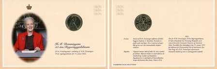 Danmark 2022 - Dronningens 50-års Regeringsjubilæum - 20 kr. Møntkort