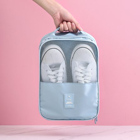 1 st Blå Texturerad Oxford Sko Väska Reseförvaring Tre Sko Väska