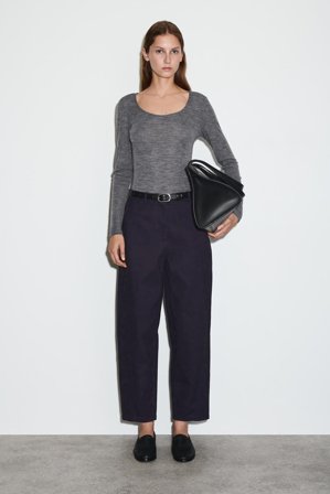 COS Women's Barrel Leg Cotton Chinos in Blue