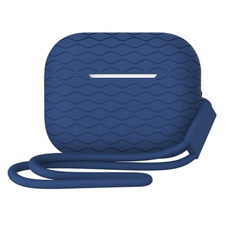 AirPods Pro 2 vågstrukturerat silikonfodral med rem - Midnattsblå