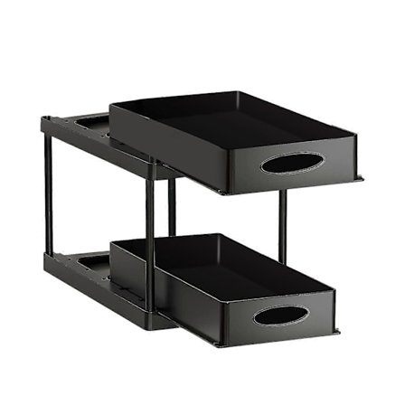 Under Skyve Skap Kurv Organizer, 2-lags Oppbevaring Under Skap Baderom Under Vask Organizer