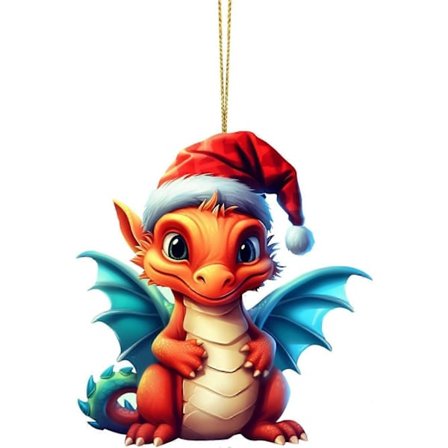 4 STK Julevedhæng Drage Baby Juletræsvedhæng, 2D Flad Akryl Dobbeltsidet Tegneseriemønster Sød Børne Dekoration Gave Bil Interiør Taske