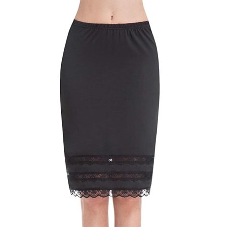 Halv Slip til Kvinder Underskørt Kjole Blonder Trim Knælang Kort Skørt