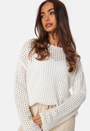 BUBBLEROOM Crochet Knitted Long Sleeve Top Klær