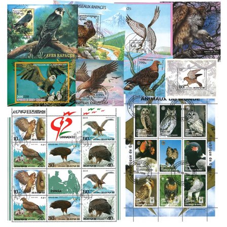 Rovfugle - 10 miniark - Stemplet