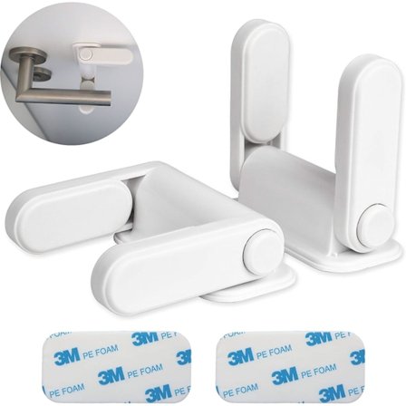 Dørhåndtagslås til dørhåndtag, 2 stk., hvid, dørhåndtagslås anti-