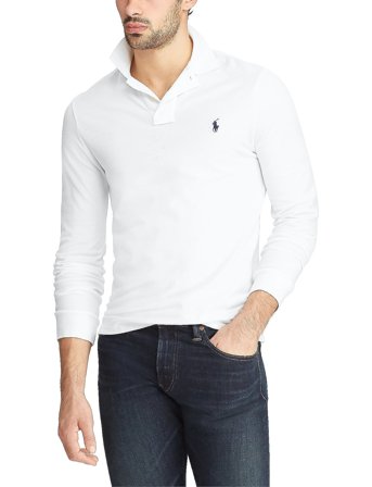 Polo Ralph Lauren Slim Fit Mesh Long-Sleeve Polo - White - XXL