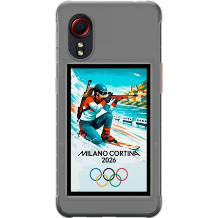 Kompatibelt Mobildeksel til Samsung Galaxy Xcover 5 Retroplakat Cortina Milano 2026 med fjell, vintersportsutøvere, italienske trikolor, Milano-katedr