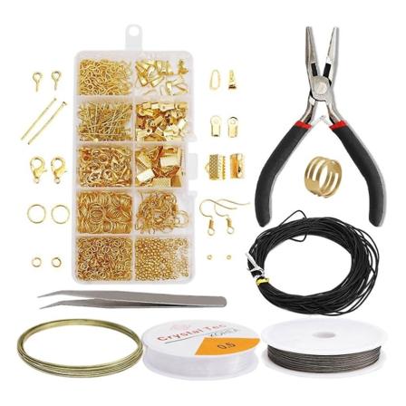 Smycken Fynd Kit Gör-det-själv örhängen Vuxna Pärlor Reparationsverktyg Guld - Perfet