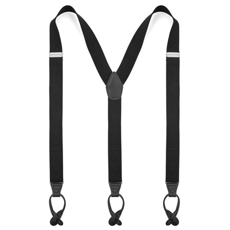 Brede Sorte Seler m. Splitstropper til Knapper Str. XL til mænd - Seler m. Stropper til knapper