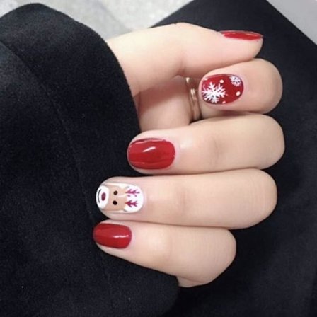 Falske Negle Jul Elg Snefnug Falske Negle Fuld Dækning Korte Negle