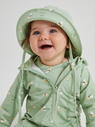 Polarn O. Pyret - Sun hat with bee print - 40 - Childrenswear - green